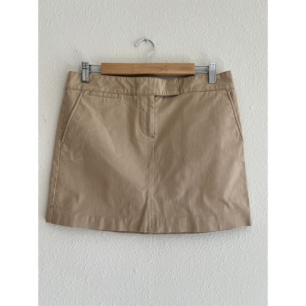 J CREW Vintage Y2K Khaki Chino Mini Skirt Size 8 Low Rise Preppy Academia Tan